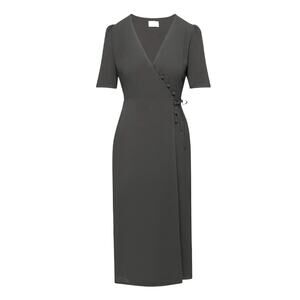 Aritzia Wilfred Lulea Black Midi Dress Structured Tailored Classic